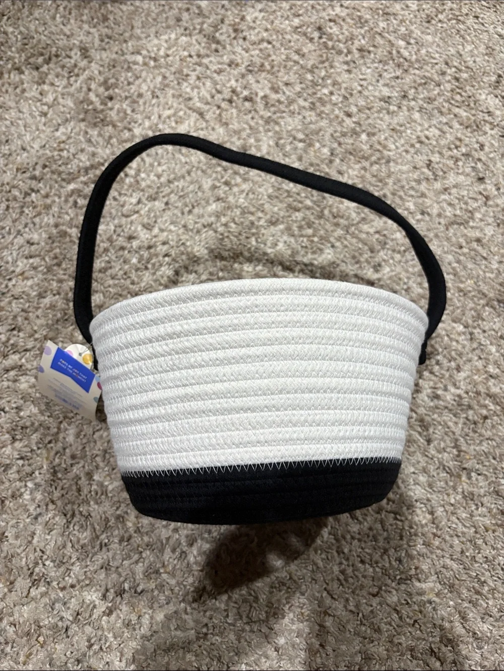 Spritz Panda Rope Storage Bin - White and Black